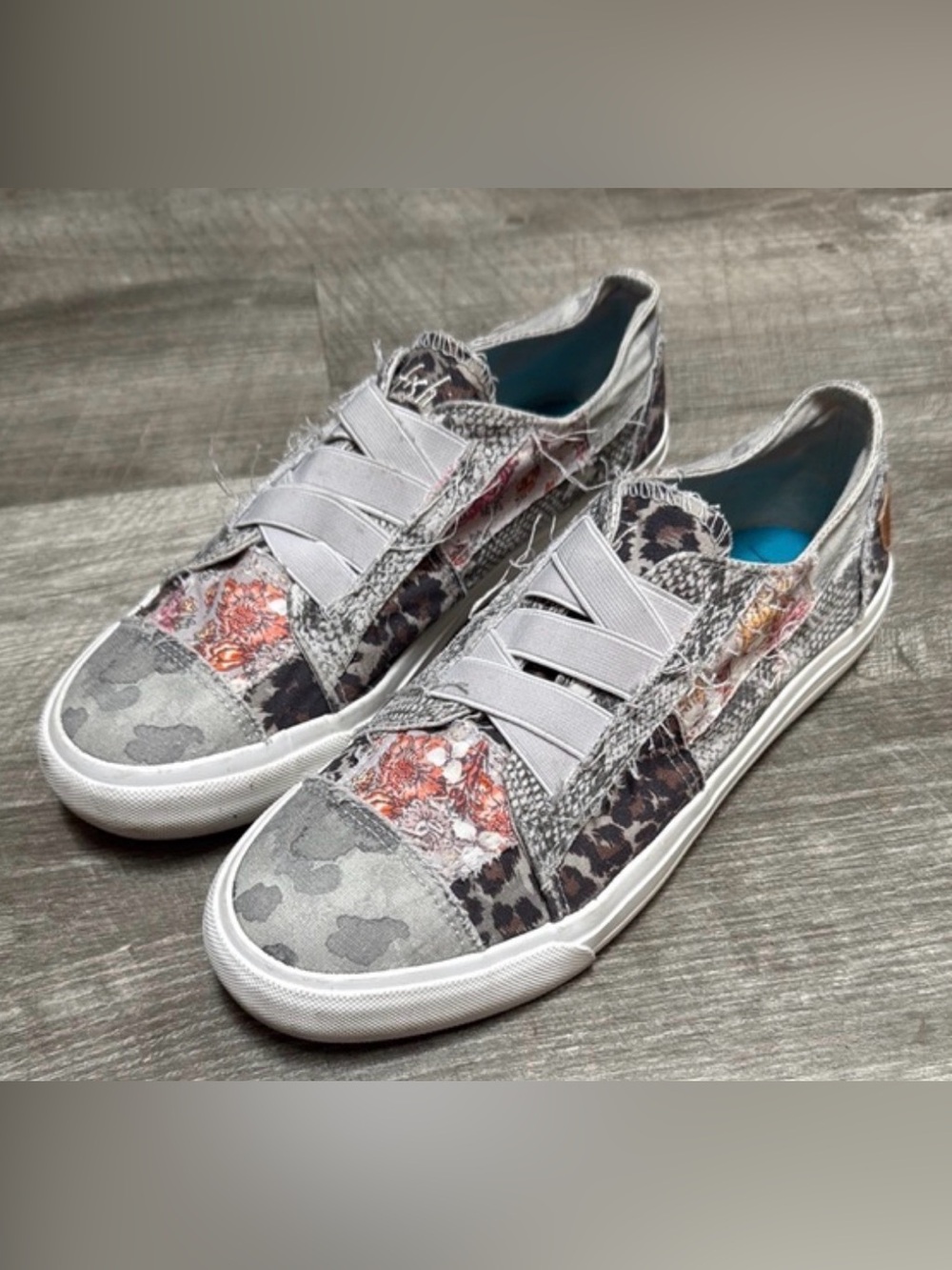New without Box Malibu Blowfish Women’s Grey Mixed-Pattern Slip-On Sneakers